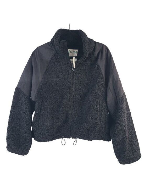 Offline By Aerie Jackets & Blazers - NEW Offline By Aerie Ski Lodge Black Sherpa Jacket With Quilted Sleeves Sz M